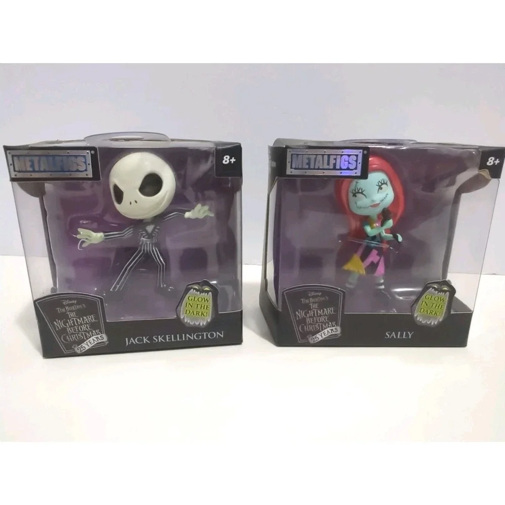 The Nightmare Before Christmas Metalfigs Diecast Jack Sally Glow In Dark Jada
